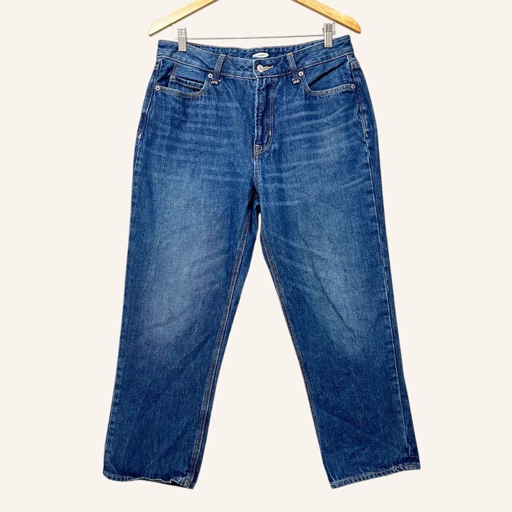 Old Navy Womens Cropped Loose Fit Mom Jeans Size 8 Ankle Medium Wash High Rise